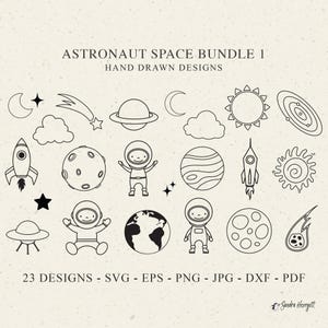 File di plotter astronauta dello spazio esterno Svg Dxf Png Jpg Razzo Cricut Silhouette celeste Pianeta Clipart File tagliato al laser Galassia Universo Solare