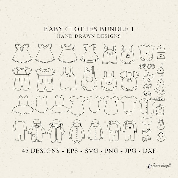 Baby Clothes Plotter File SVG DXF PNG Infant Cricut Child Onesie Silhouette Boy Girl Clipart Cute Dress Vinyl Cut File Pants Template Shoes