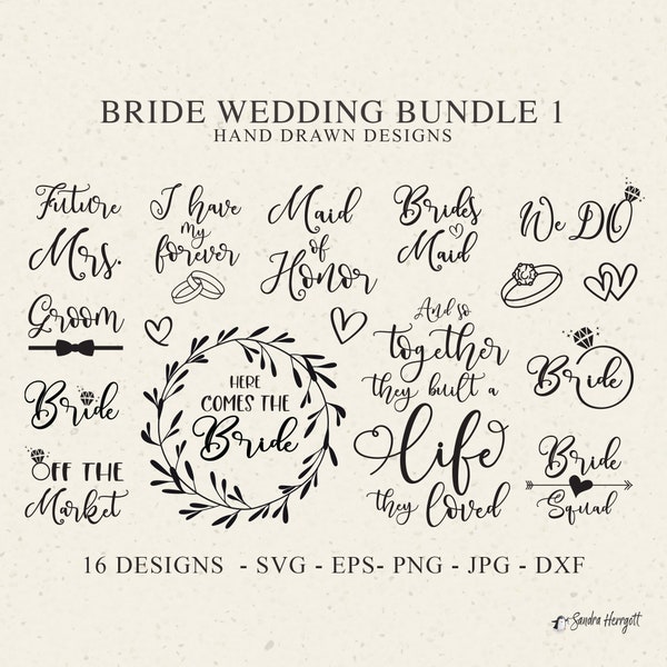 Bride Wedding Plotter File Svg Dxf Png Jpg Marriage Cricut Groom Clipart Bridesmaid Vinyl Laser Cut File DIY Stencil Maid of Honor Bow Tie