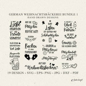 DEUTSCHE Weihnachten Backen Plotterdatei Plotter Dxf Png Pdf Jpg Eps Cookie Cricut Küche Silhouette Clipart Vinyl Laser Cut Datei Bäckerei Glas Handschuh
