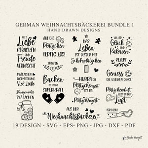 GERMAN Christmas Baking Plotter File Svg Dxf Png Pdf Jpg Eps Cookie Cricut Kitchen Silhouette Clipart Vinyl Laser Cut File Bakery Jar Glove