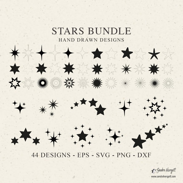 Star Svg Bundle, Sparkling Stars Svg Dxf Png Eps, Star Cut Files, Star Icons, Celestial Cricut, Clipart, Star Silhouette, Star Plotter file