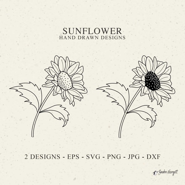 Sunflower Plotter File Svg Dxf Png Eps Jpg Cute Wildflower Cricut Garden Plant Silhouette Wedding Clipart Botanical Floral Vinyl Cut file