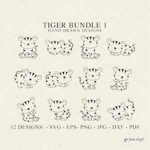 Baby Tiger Plotter File Svg Dxf Png Jpg Safari Cricut Animal Silhouette Jungle Clipart Vinyl Laser Cut File DIY Stencil Sleeping Template