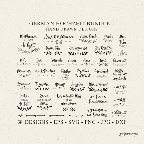 German Wedding Signs Plotter File Svg Dxf Png Cute Marriage Cricut Bride Verliebt Verlobt Verheiratet Silhouette Mr & Mrs Vinyl Cut File