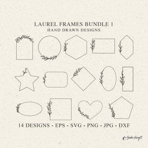 Lorbeer Rahmen PlotterdateiSvg Dxf Png Jpg Botanische Cricut Oval Rahmen Silhouette Kranz Clipart Kreis Diamant Quadrat Rechteck Vorlage