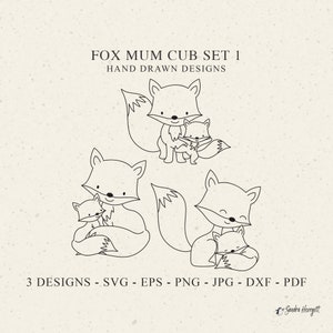 Baby & Mum Fuchs Plotterdatei Plotterdatei Dxf Png Pdf Wald Cricut Tier Silhouette Clipart Vinyl Laser-Schnitt Datei Muttertag DIY Schablone Mama