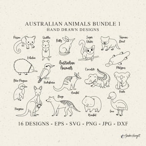 Australian Animal Plotter File Svg Dxf Png Jpg Cute Aussi Baby Possum Koala Cricut Wombat Silhouette Kangaroo Outline Echidna Emu Clipart