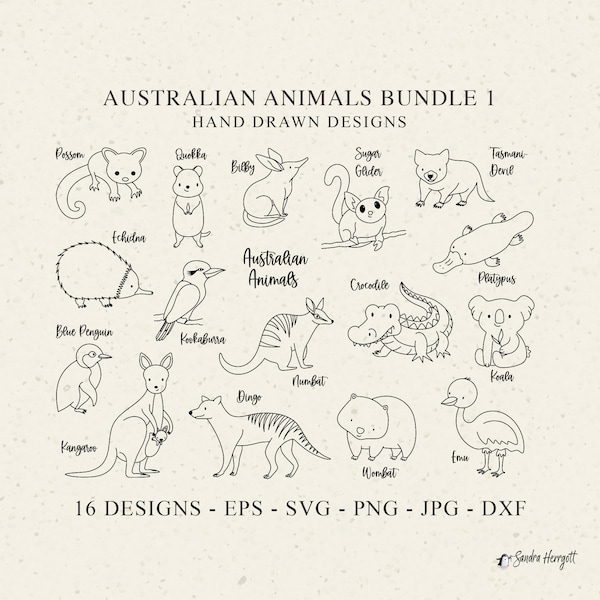 Australian Animal Plotter File Svg Dxf Png Jpg Cute Aussi Baby Possum Koala Cricut Wombat Silhouette Kangaroo Outline Echidna Emu Clipart