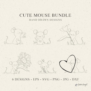 Little Mouse Svg Bundle - Animals Cut File, Cute Cutting File, Whimsical Mouse Cricut, Pretty Sunflower Mug Clipart, Mouse Heart T-Shirt Svg