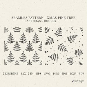 Albero di pino di Natale senza soluzione di continuità modello Svg Dxf Png Eps Inverno Cricut Foresta Sfondo Plotter File Natura Carta da parati Clipart Vinile File di taglio