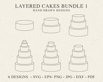 Layered Cake Plotter File Svg Dxf Png Jpg Eps Pdf 2 3 4 5 6 Tier Wedding Layer Decor Cricut Birthday Party Silhouette Vinyl Laser Cut File