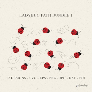 Coccinella Percorso Plotter File Svg Dxf Png Jpg Insetto Cricut Silhouette Carino Animale Clipart Vinile File Taglio Laser Stencil Fai da Te Cuore Linea Coccinella