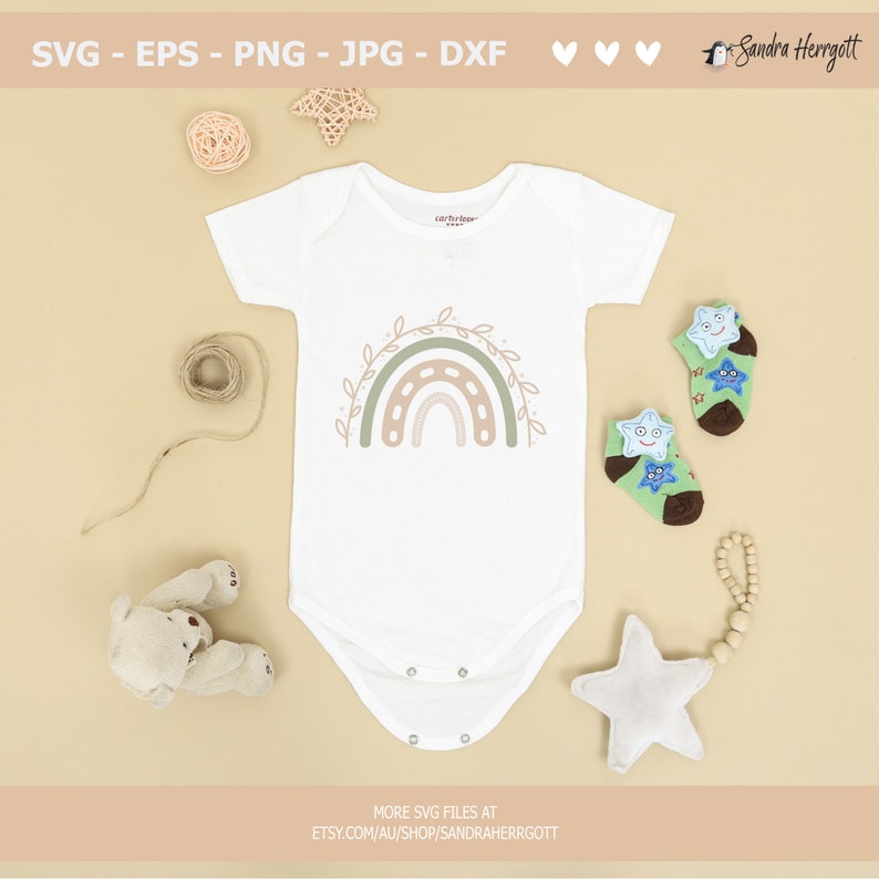 Boho Pastell Regenbogen Plotterdatei svg Dxf Png Jpg Eps braun grau grün Cricut Herz Silhouette Stern Clipart niedlichen Vinyl geschnitten Datei DIY Schablone Bild 6