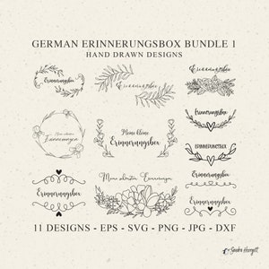 Fichier allemand Erinnerungsbox traceur SVG DXF PNG Eps Jpg botanique Erinnerungsbox Cricut Couronne Silhouette Floral Clipart fleur fichier découpé en vinyle