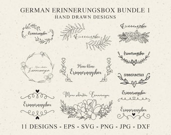 German Erinnerungsbox Plotter File SVG DXF PNG Eps Jpg Botanical Erinnerung Cricut Wreath Silhouette Floral Clipart Flower Vinyl Cut File