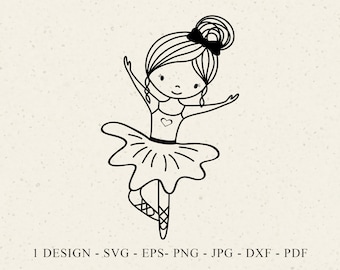 Schattige ballerina plotter bestand Svg Dxf Png Eps Jpg dans balletdanser dansen shirt gesneden bestand silhouet clipart vector Cricut SVG-bestand clipart