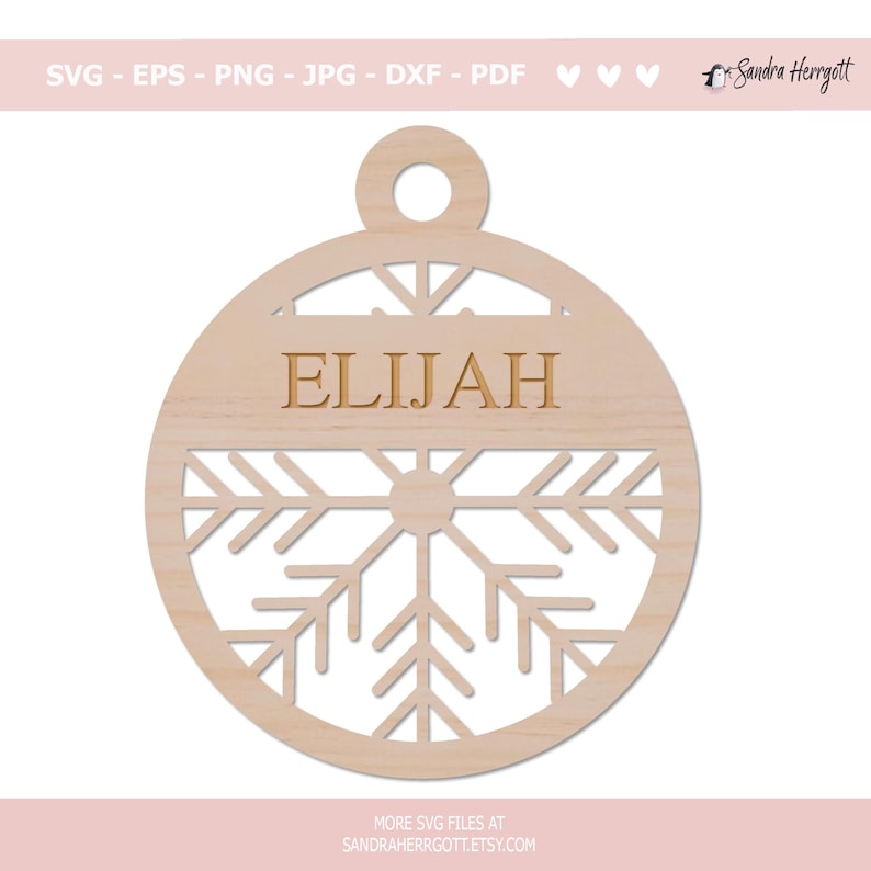 Snowflake Bauble Plotter File Svg Dxf Png Eps Pdf Jpg Christmas Cricut