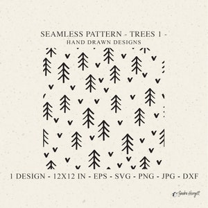 Pino Albero Seamless Pattern Svg Dxf Png Eps Jpg Autunno Cricut Foresta Sfondo Plotter File Natura Carta da parati Clipart Carino Vinile Tagliato File