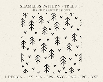 Pine Tree Seamless Pattern Svg Dxf Png Eps Jpg Fall Cricut Forest Background Plotter File Nature Wallpaper Clipart Cute Vinyl Cut File