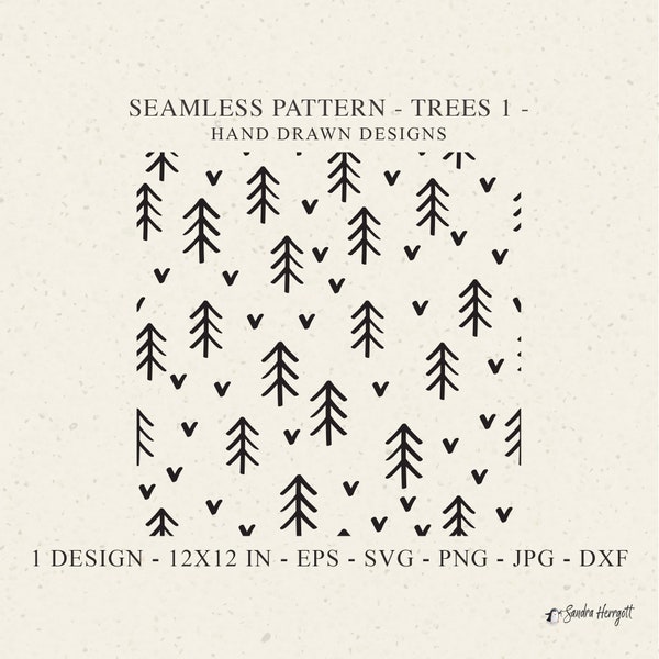 Pine Tree Seamless Pattern Svg Dxf Png Eps Jpg Fall Cricut Forest Background Plotter File Nature Wallpaper Clipart Cute Vinyl Cut File