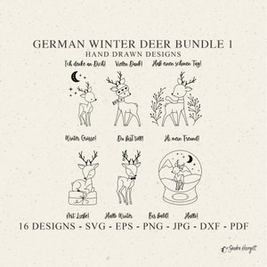DEUTSCH Winter Reh Plotterdatei Dxf Png Jpg Pdf Wald Tier Cricut Weihnachten Silhouette Baby Clipart Vinyl Laser Cut Datei Schneekugel
