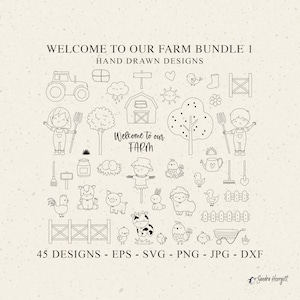 Animal ferme fichier traceur Svg Dxf Eps Png Jpg cochon épouvantail foin vache cheval canard Cricut poussin mouton Silhouette coq lapin oiseau oeuf Clipart