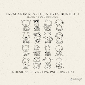 Farm Animal Plotter File Svg Dxf Eps Png Jpg Cute Baby Pig Cow Horse Cricut Chick Sheep Silhouette Goat Clipart Sweet Cat Dog Vinyl Cut File