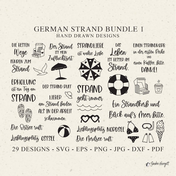 German Strand Plotter File Svg Dxf Png Jpg Pdf Favourite Place Cricut Erholung Silhouette Sea Clipart Vinyl Laser Cut File Ostsee Nordsee