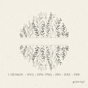 Archivo de trazador de pradera de flores silvestres divididas Svg Dxf Eps Png Pdf Jpg Botánico Cricut Floral Silueta Flor Clipart Planta Vinilo Archivo de corte láser