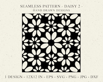 Daisy Seamless Pattern SVG DXF PNG Eps Jpg Flower Cricut Background Plotter File Cute Floral Wallpaper Clipart Vinyl Cut File Silhouette
