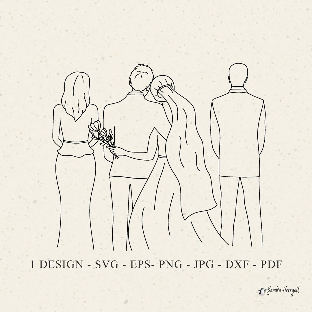 Bride Groom Parents Plotter File Svg Dxf Png Eps Jpg Pdf Wedding Couple ...