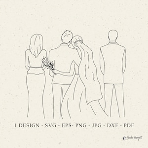 Sposa Sposo Genitori Plotter File Svg Dxf Png Eps Jpg Pdf Sposi Cricut Abito Silhouette Clipart Vinile Taglio Laser File Line Art