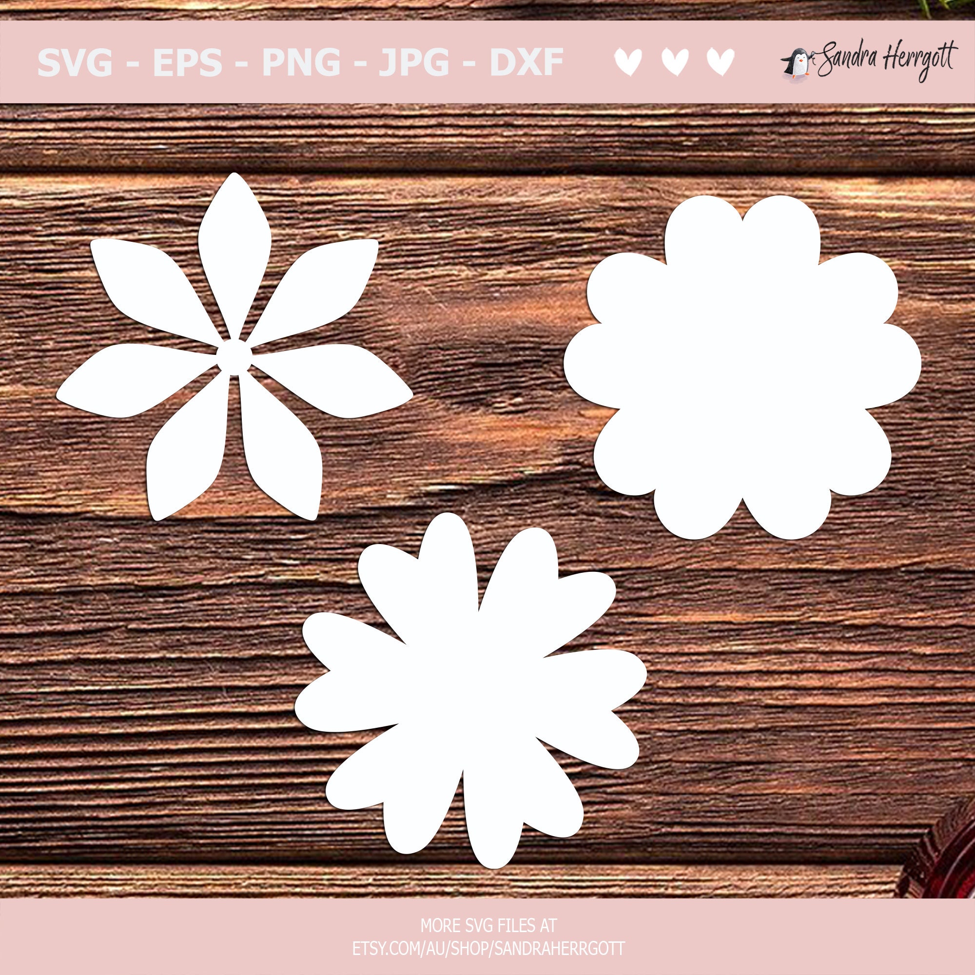 原画　『flower, s.』 Blossom Shapes Plotter File SVG DXF PNG Floral Cricut Flower
