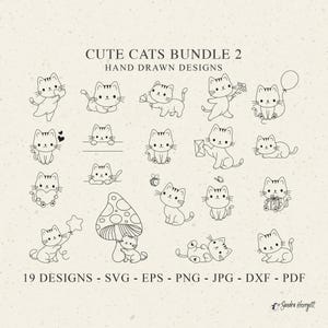 Niedliche Katze Plotter Laser Cut Datei SVG Dxf Png Jpg Pdf Eps Baby Tier Cricut Silhouette Clipart Ballon Split Kitty Biene Buchstabe Pilz Blume