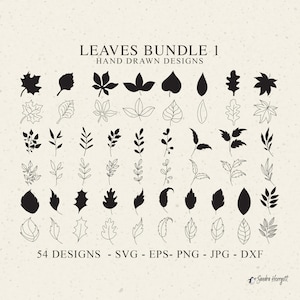 Blätter Plotterdatei svg Dxf Eps Png Jpg Herbst Cricut Herbst Silhouette Botanisches Dekor Vinyl Cut File Eiche Clipart Bundle Dekorative Elemente