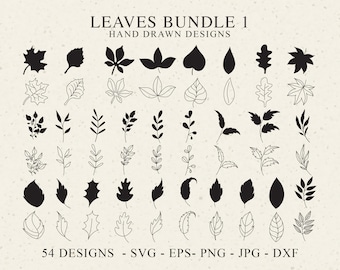 Leaves Plotter File Svg Dxf Eps Png Jpg Autumn Cricut Fall Silhouette Botanical Decor Vinyl Cut File Oak Clipart Bundle Decorative Elements