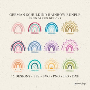 Arquivo de plotter de arco-íris Schulkind alemão SVG DXF PNG Schuleinführung Cricut Silhouette Schulanfang Clipart Bundle Einschulung Arquivo de corte de vinil