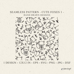 Süßer Fuchs Musterdesign Dxf Png Jpg Baby Tier Cricut Hintergrund Plotterschnitt Datei Tapete Silhouette Süßer Wald Vinyl Cut File