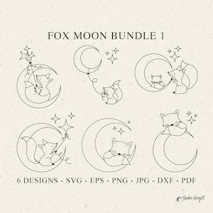 Moon Fox plotter bestand Svg Dxf Png Jpg Pdf bos dier Cricut baby moeder silhouet bos clipart vinyl lasergesneden bestand stencil slapen