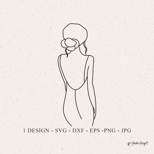 Dame élégante traceur fichier Svg Png Jpg femme Cricut robe de mariée contour Simple Silhouette dessinés à la main des cliparts vinyle coupé fichier bricolage dessin au trait
