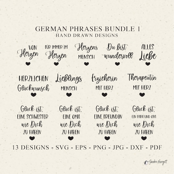 German Phrases Plotter File Svg Dxf Png Jpg Pdf Eps With Love Cricut Silhouette Favourite Person Clipart Vinyl Laser Cut File All the Best
