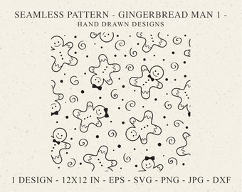 Gingerbread Man Seamless Pattern Svg Dxf Png Eps Jpg Christmas Cricut Background Plotter File Wallpaper Cute Vinyl Cut File DIY Stencil