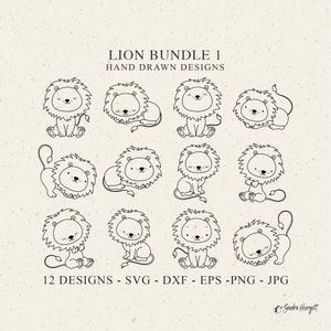 Bébé Lion traceur fichier Svg Dxf Png Jpg Safari Cricut Silhouette animale Jungle Clipart vinyle découpé au Laser fichier pochoir bricolage modèle de couchage