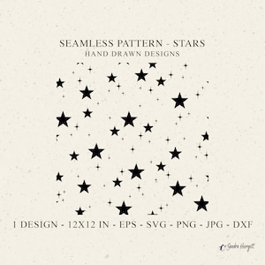 Star Seamless Pattern Svg Plotter File Dxf Png Eps Jpg Celestial Cricut transparent Background Cute Wallpaper vector digital DIY stencil