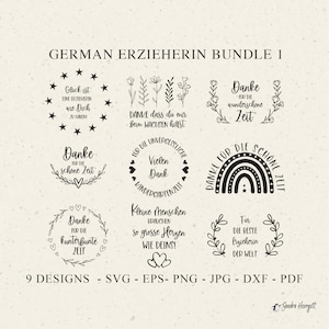 Deutsch Erzieherin PlotterdateiSvg Dxf Png Jpg Eps Pdf Lehrerin Cricut Danke Silhouette Vielen Dank Clipart Cute Vinyl Cut File DIY Stencil