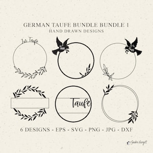 Deutsch Zur Taufe Plotterdatei SVG DXF PNG Lorbeerkranz Monogramm Taube Botanische Cricut Silhouette Familie Clipart Vinyl Cut File Decal