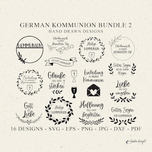 Traceur de communion allemande en vinyle découpé au Laser fichier Svg Dxf Png bannière croix Cricut Silhouette félicitations Clipart inviter espoir amour bénédiction