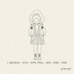 Archivo de trazado de niña de baile de carnaval Svg Dxf Png Jpg Eps Vestido tradicional Cricut niño Silueta Clipart Vinilo Archivo de corte láser niño estudiante