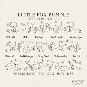 Little Fox Svg Bundle, Fox Svg, Forest Animal Svg, Fox Cricut, Fox Clipart, Fox Set Dxf, Fox Cut File, Botanicals Svg, Butterfly Svg